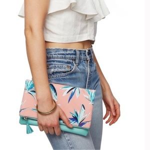 Rachel Pally reversible coral mint floral clutch